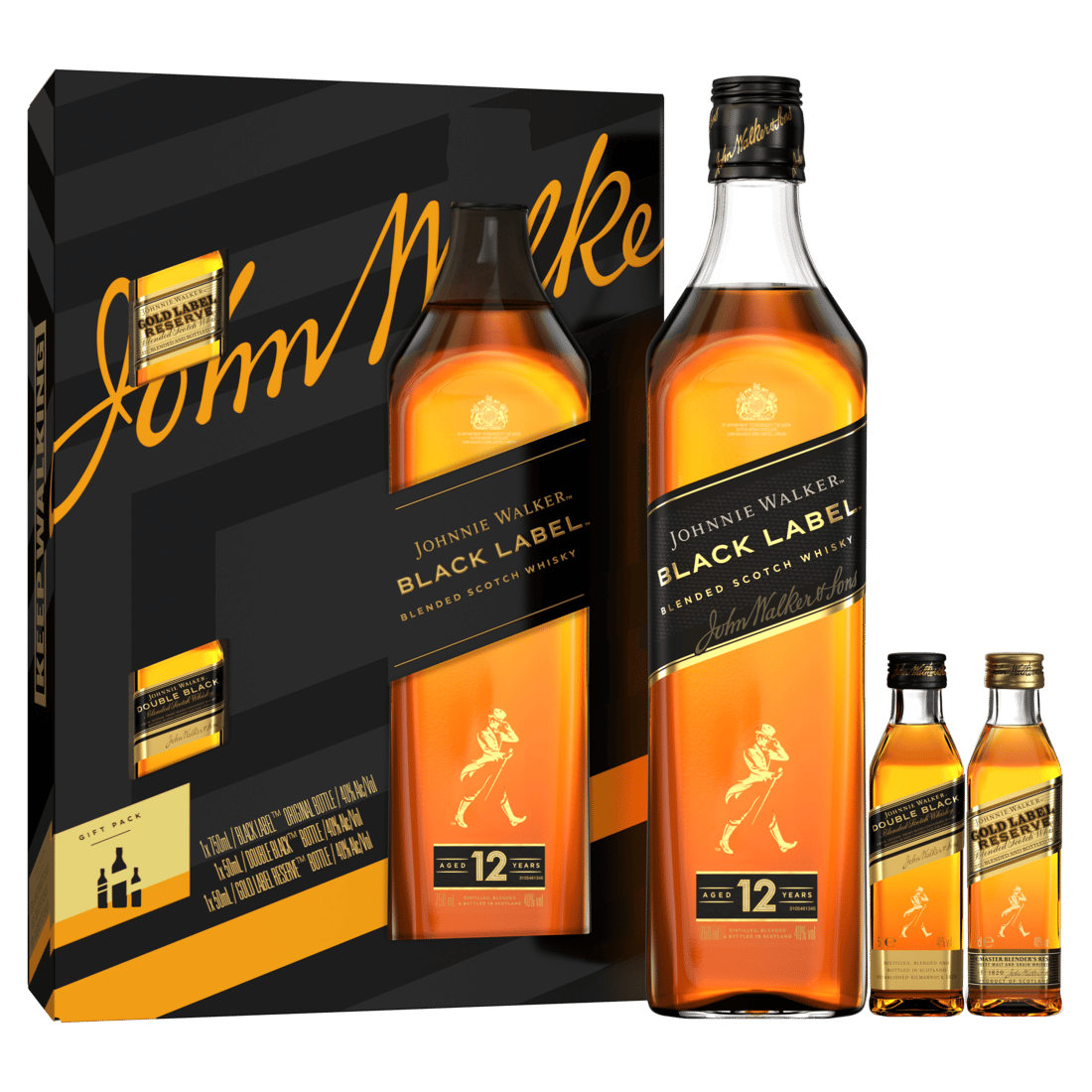 Super goed spons chocola Johnnie Walker Black Label giftbox and 2 mini bottles 2022 – Prike